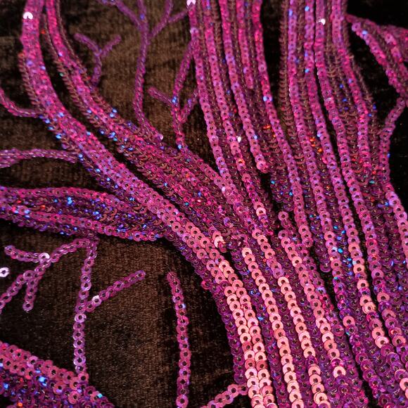 Sequin and Part Velvet Party Blazer Black & Purple Size XS - Picture 4 of 9